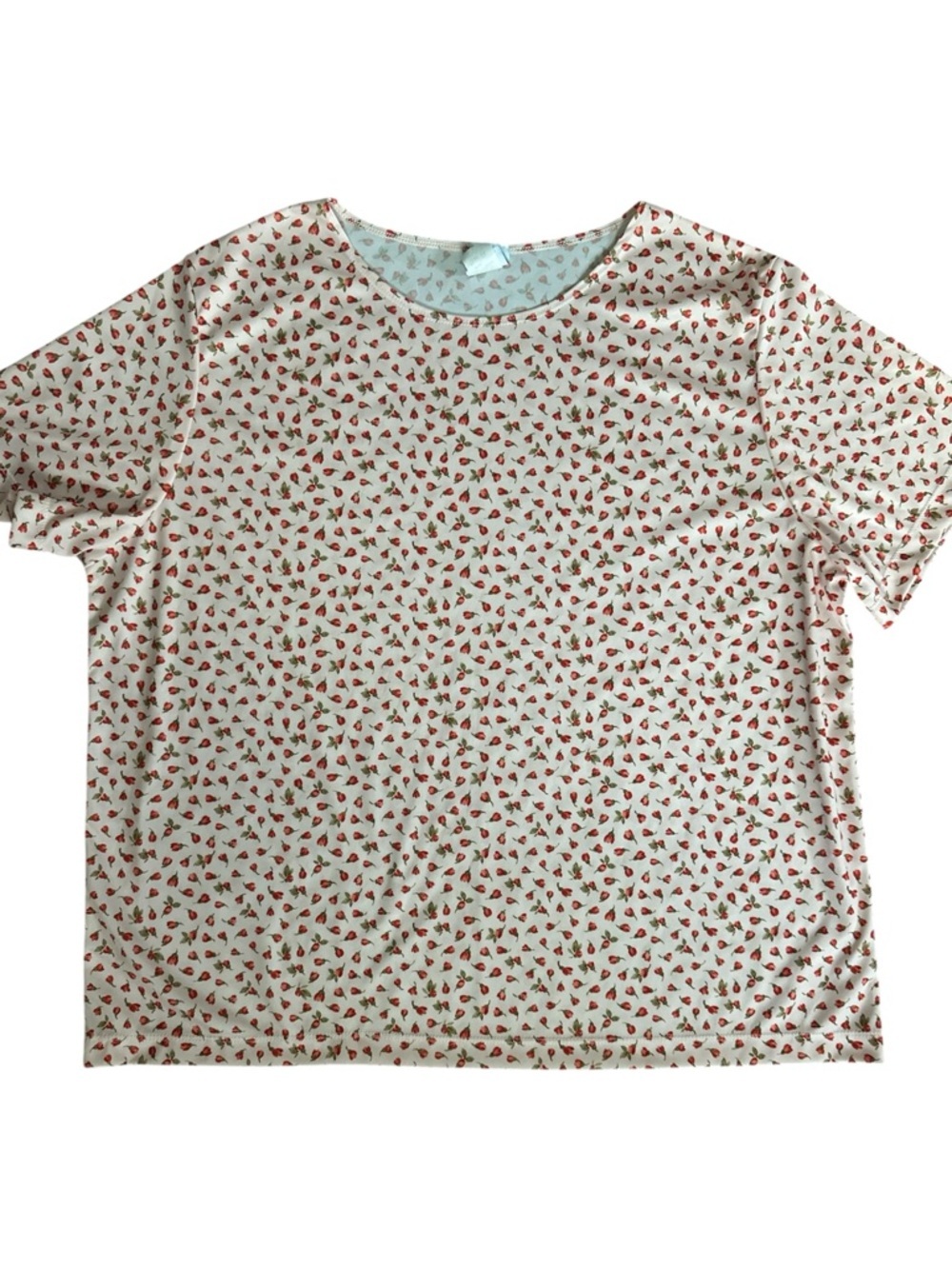 Haband Floral Print Tee Shirt Pink with Red Roses Size XXL